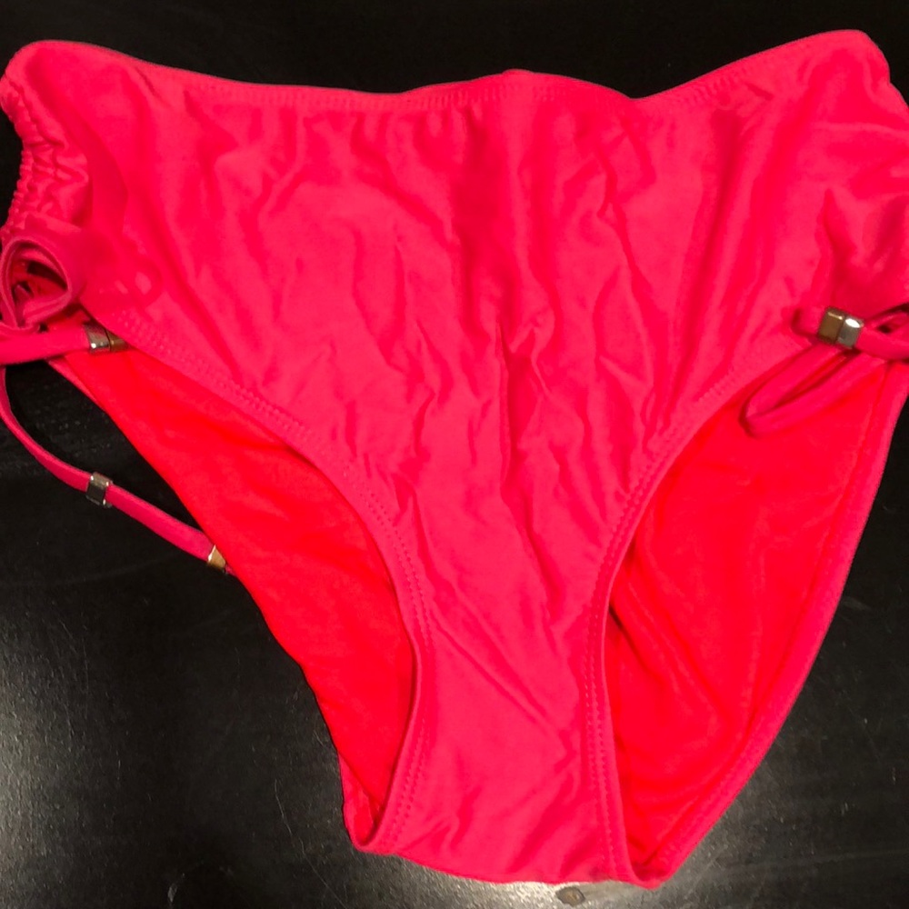 Pink high waisted bikini bottom